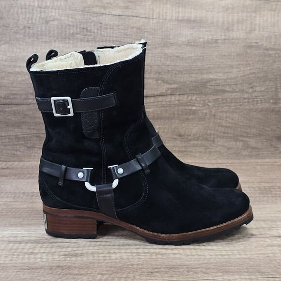 UGG Endell Women's Size 9 Black Harness Biker Suede Boots (5604) - Picture 1 of 9